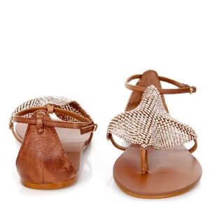 Steve Madden Shineyy Cognac Rhinestone Studded Thong Sandals